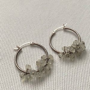 Sterling Silver Hoop Earrings with Moonstone